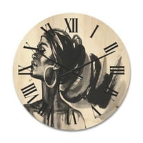 Designart 'Black and White Portrait of African American Woman IV' Modern Wood Wall Clock