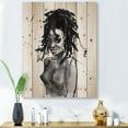 thumbnail image 1 of Designart 'Black and White Portrait of African American Woman V' Modern Print on Natural Pine Wood, 1 of 5