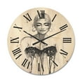 thumbnail image 1 of Designart 'Black and White Portrait of Woman Wearing Evening Dress' Modern Wood Wall Clock, 1 of 5