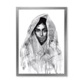 thumbnail image 1 of Designart 'Black and White Portrait of Young Indian Woman I' Modern Framed Art Print, 1 of 4