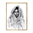 thumbnail image 1 of Designart 'Black and White Portrait of Young Indian Woman I' Modern Framed Canvas Wall Art Print, 1 of 5