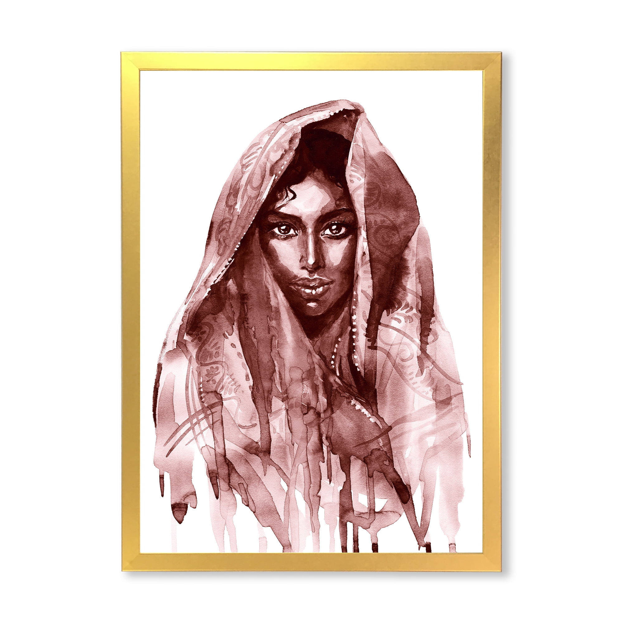 Designart 'Black and White Portrait of Young Indian Woman II' Modern Framed Art Print