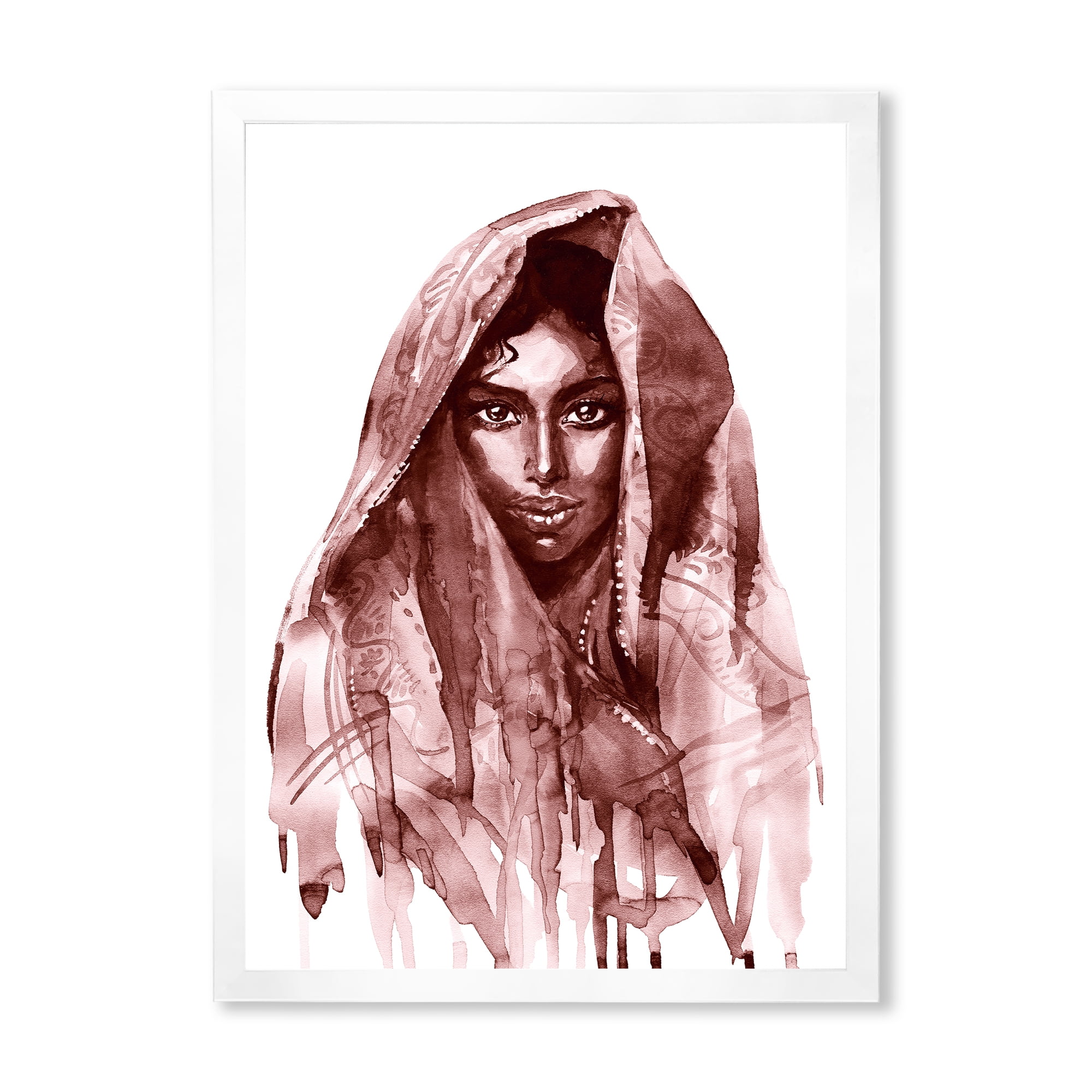 Designart 'Black and White Portrait of Young Indian Woman II' Modern Framed Art Print