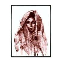 Designart 'Black and White Portrait of Young Indian Woman II' Modern Framed Canvas Wall Art Print