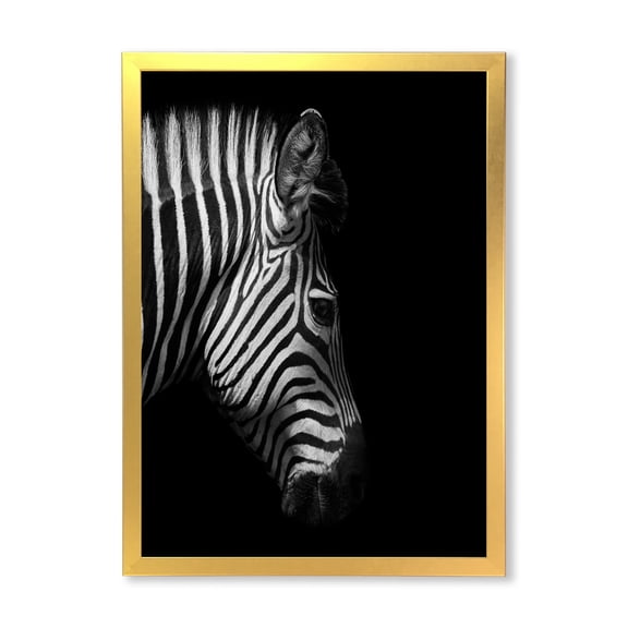 Designart 'Black and White Portrait of Zebra Head' Farmhouse Framed Art Print