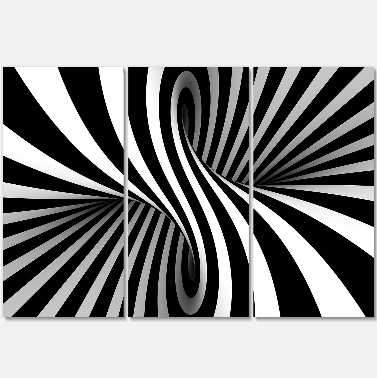 Designart 'Black and White Spiral ' Abstract Canvas Art Print