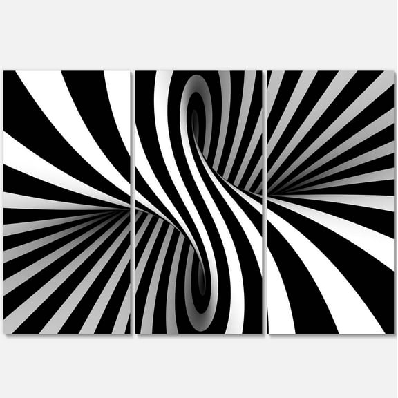Designart 'Black and White Spiral ' Abstract Canvas Art Print