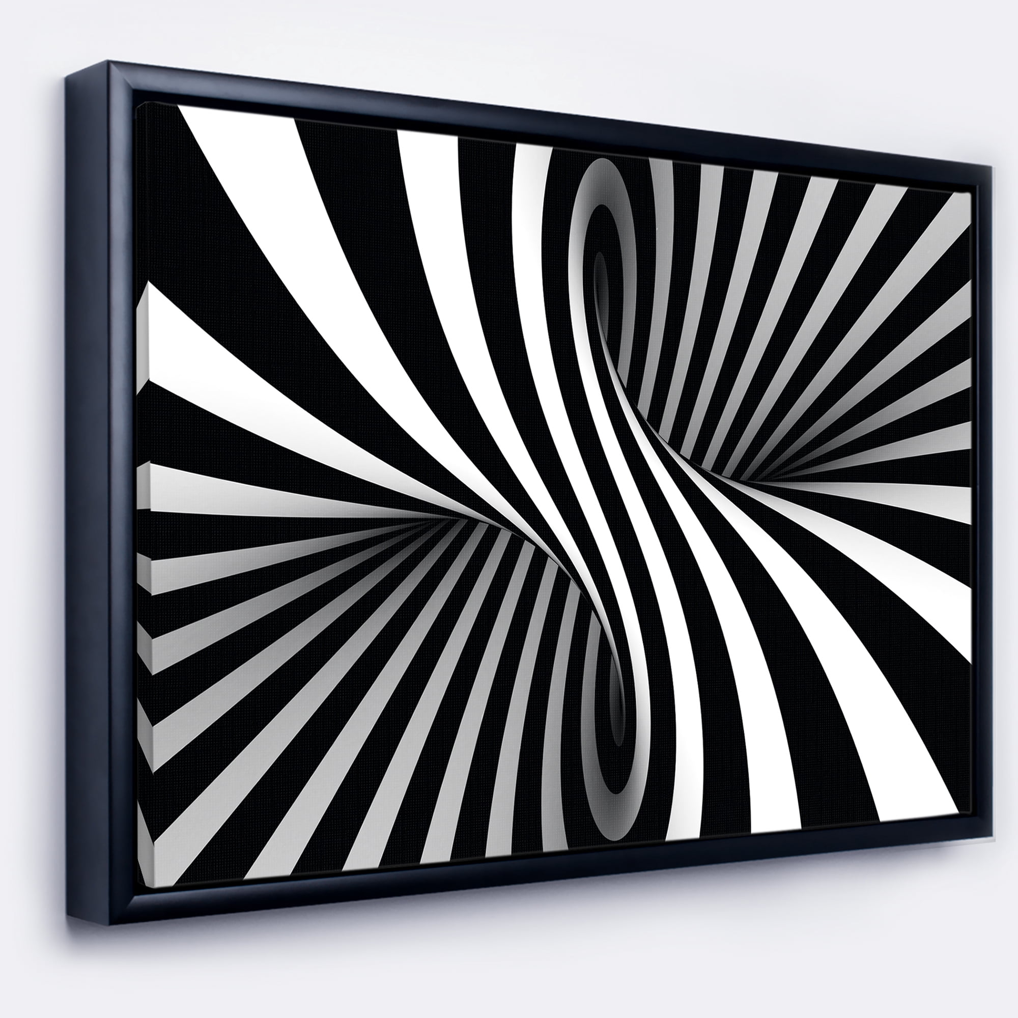 Designart ' Black and White Spiral ' Abstract Framed Canvas Art Print