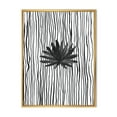 thumbnail image 1 of Designart 'Black and White Striped Under Tropical Leaf III' Modern Framed Canvas Wall Art Print, 1 of 5