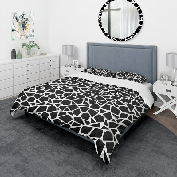 Designart 'Black and White Tiles' Mid-Century Modern Duvet Cover Set
