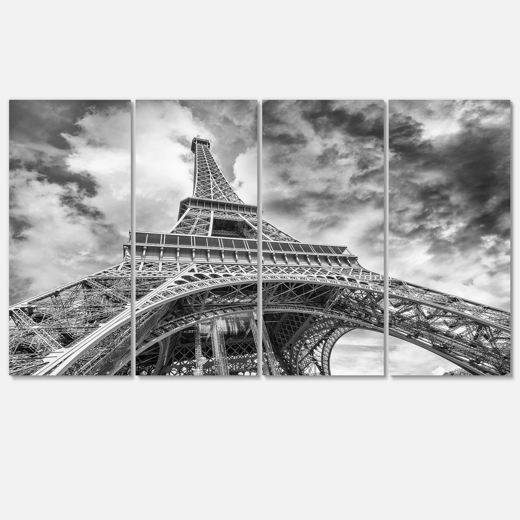 Designart 'Black and White View of Paris Paris Eiffel Tower ' Cityscape Canvas Print