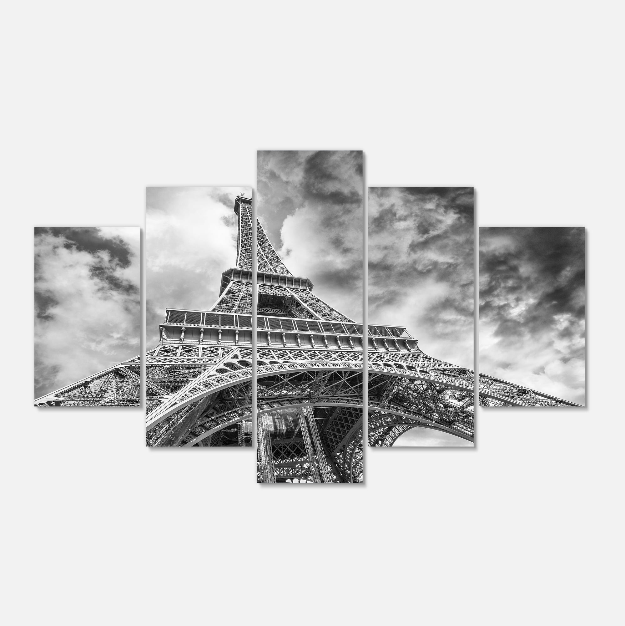 Designart 'Black and White View of Paris Paris Eiffel Tower ' Cityscape Canvas Print