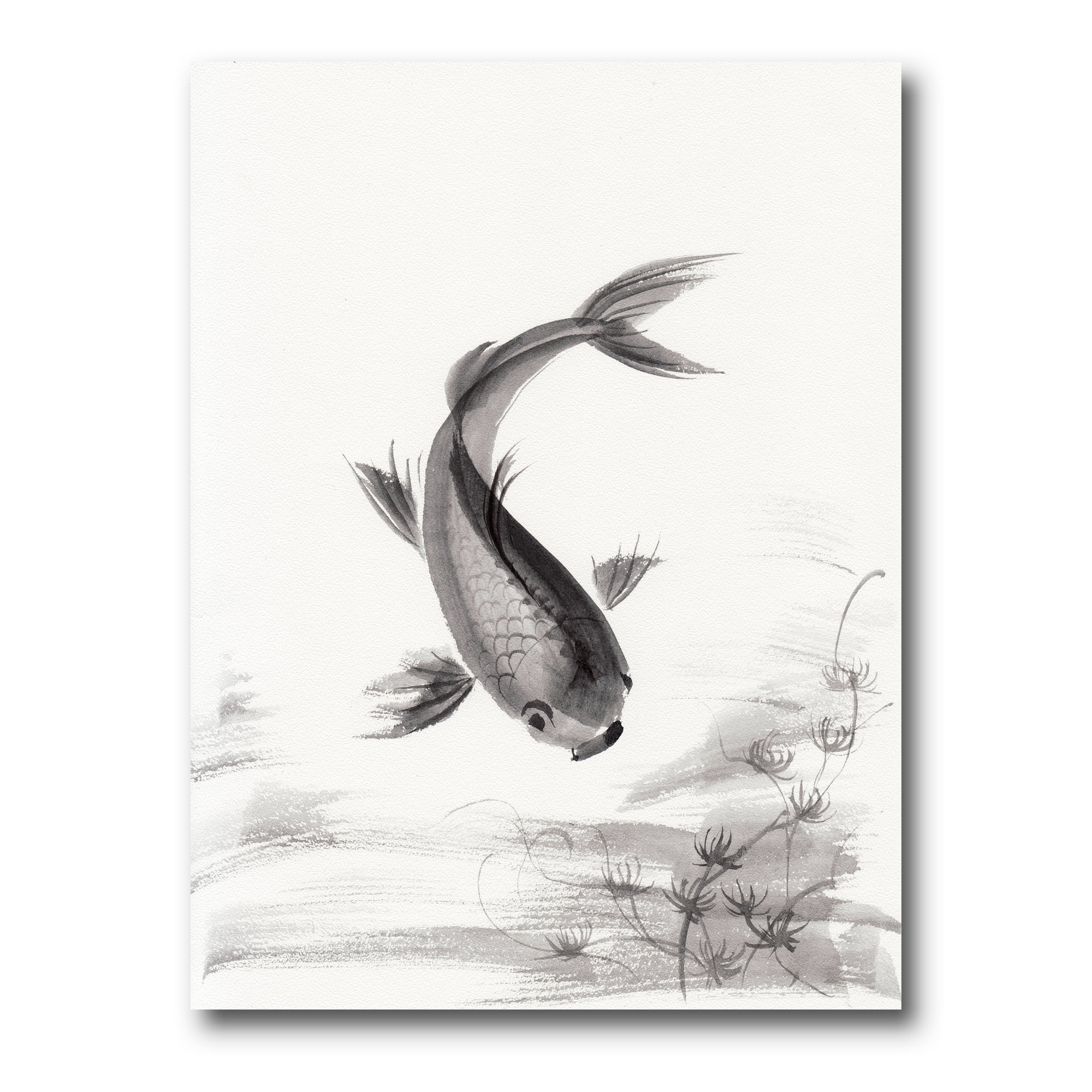 Designart ' Black and White Vintage Fish I ' Nautical & Coastal Canvas Wall Art Print