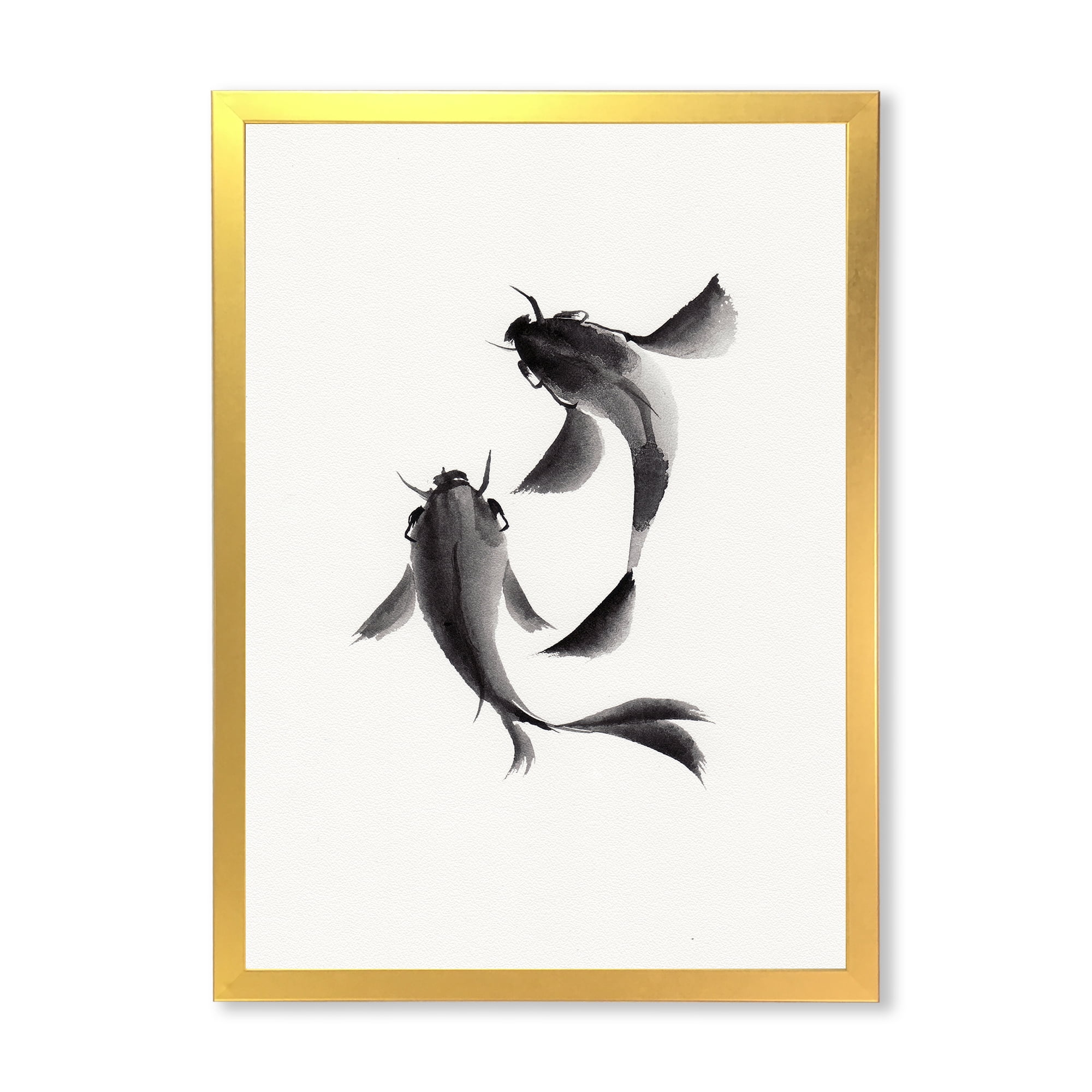 Designart 'Black and White Vintage Fish II' Nautical & Coastal Framed Art Print