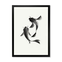 Designart 'Black and White Vintage Fish II' Nautical & Coastal Framed Art Print