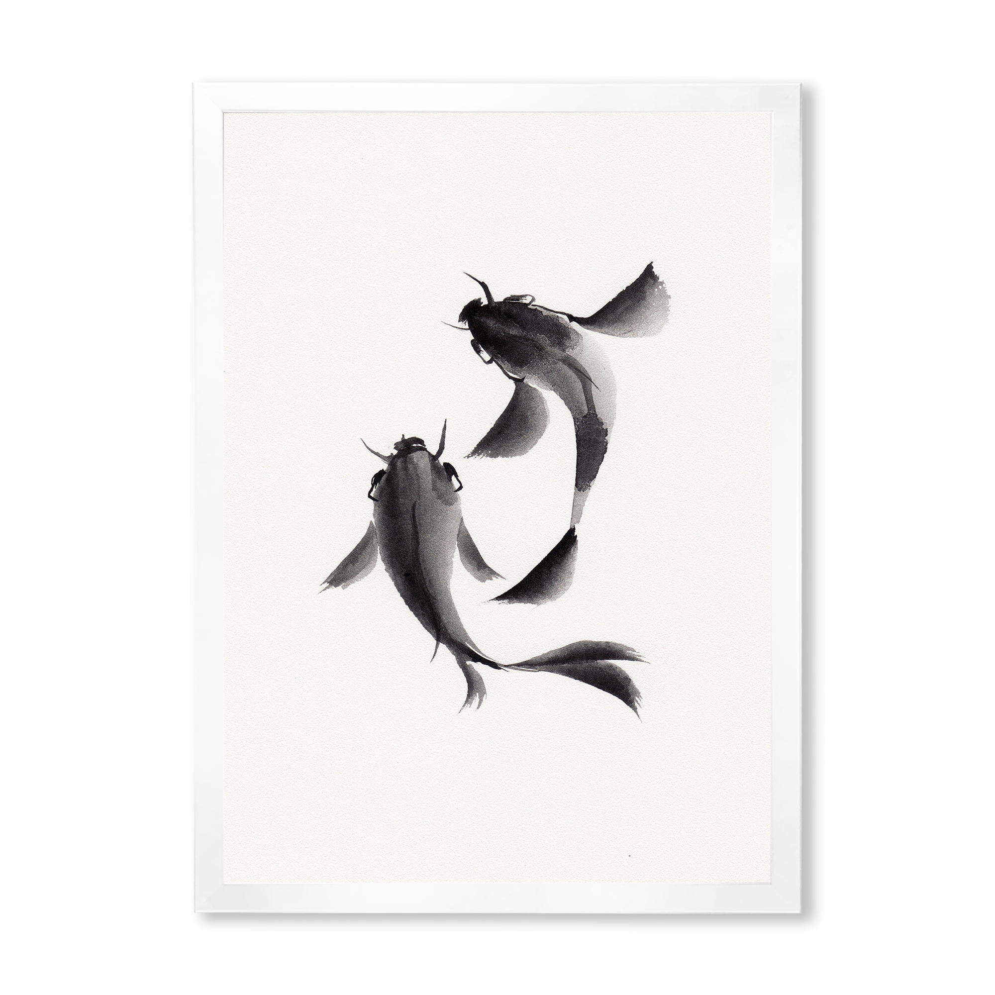 Designart 'Black and White Vintage Fish II' Nautical & Coastal Framed Art Print