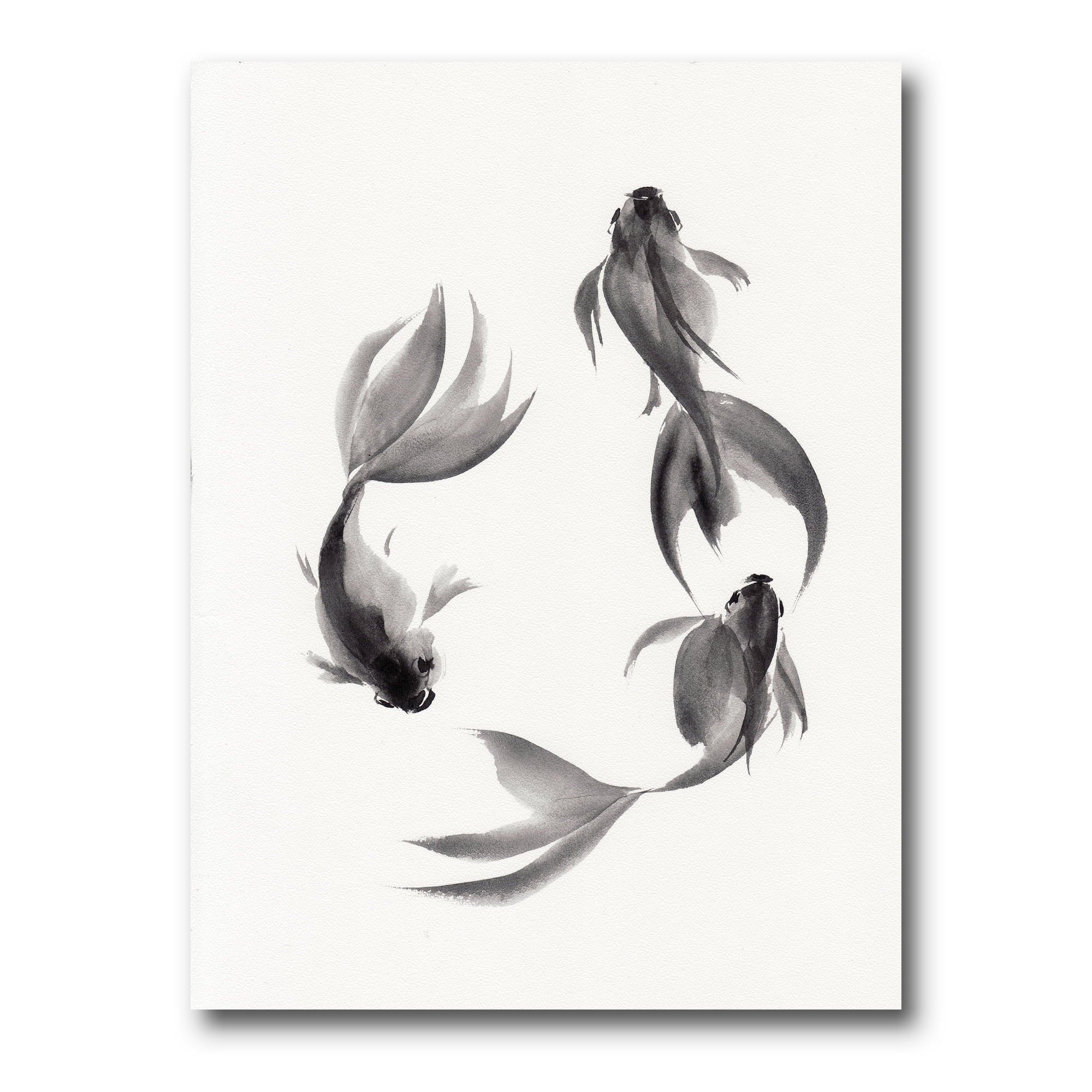 Designart ' Black and White Vintage Fish III ' Nautical & Coastal Canvas Wall Art Print