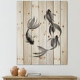 thumbnail image 1 of Designart 'Black and White Vintage Fish III' Nautical & Coastal Print on Natural Pine Wood, 1 of 5