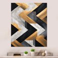thumbnail image 1 of Designart "Black and gold Geometric tiles 2 In Gold and Black"Geometric Metal Wall Art Gold Modern Office Room Wall Art, 1 of 6
