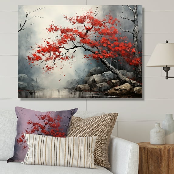 Designart "Blaze Of Red Maple II" Tree Maple Canvas Prints