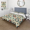 thumbnail image 1 of Designart "Blending Nomadic Tribes In Orange Ikat" Ikat Bedding Covert Set - Victorian Bed Set With 1 Sham, 1 of 5