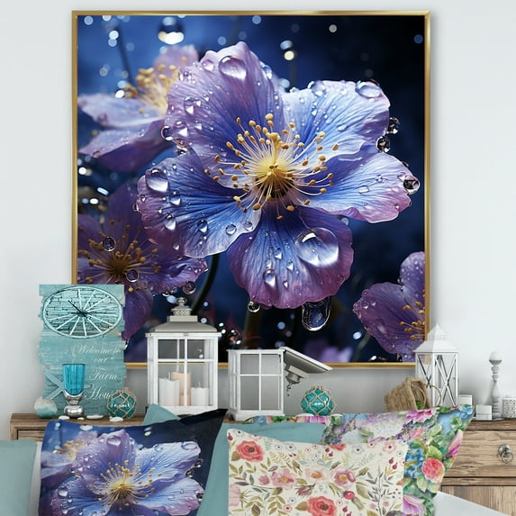 Designart "Blending Violets In A Mixed Setting" Violets Floater Framed Wall Decor