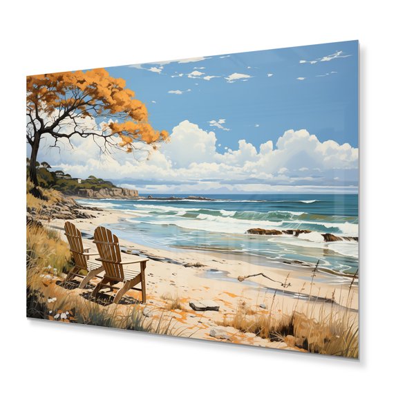 Designart "Bliss Pastoral Coastal Beach painting" Nautical & Beach Metal Art Print