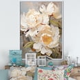 thumbnail image 1 of Designart "Blissful Beige Peony Fragrance" Peonies Floater Framed Canvas Prints, 1 of 5