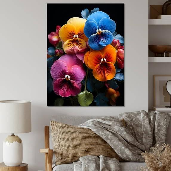 Designart "Blissful Burst Of Colorful Pansies" Pansies Wall Art Prints