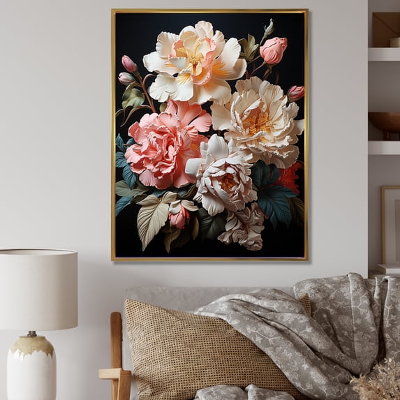 Designart "Blissful Floral Adornment" Rhododendron Floater Framed Wall Decor