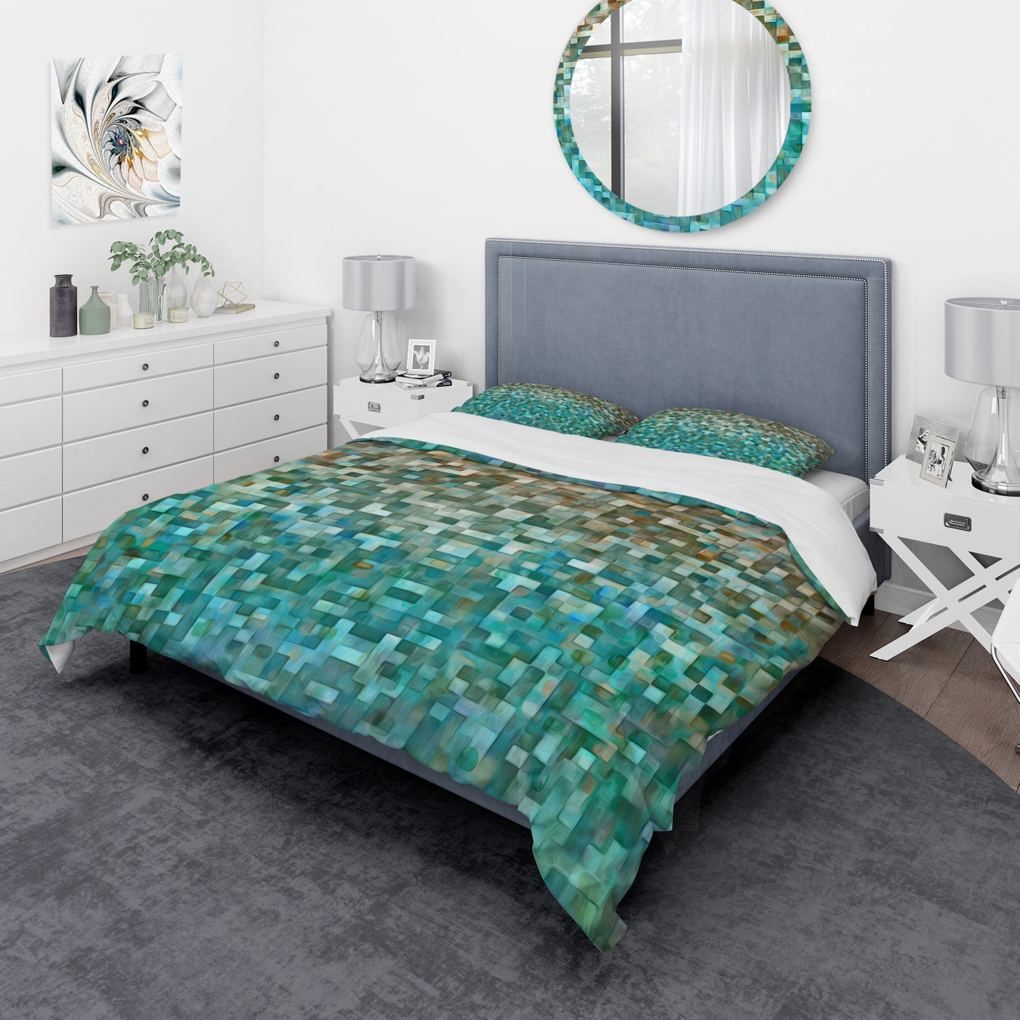 Designart 'Blocked Abstract' Geometric Duvet Cover Set
