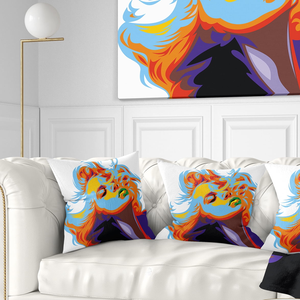 Designart Blonde Girl Art - Vector Throw Pillow - 16x16