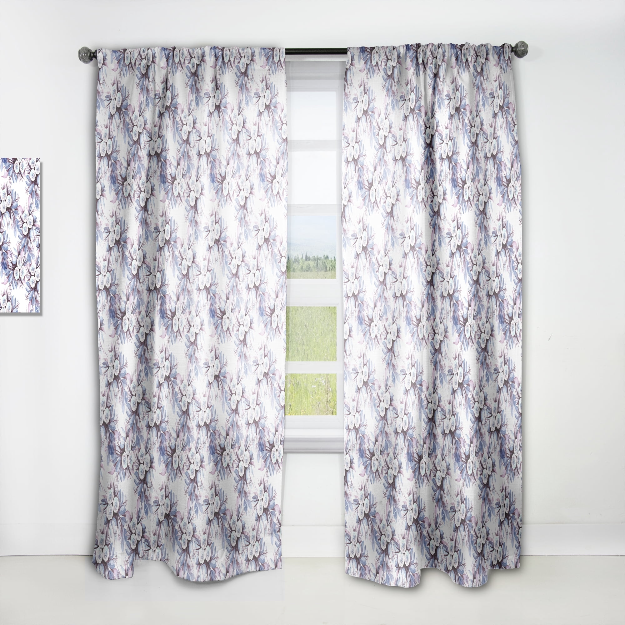 Designart 'Bloom Purple III' Floral Curtain Panel