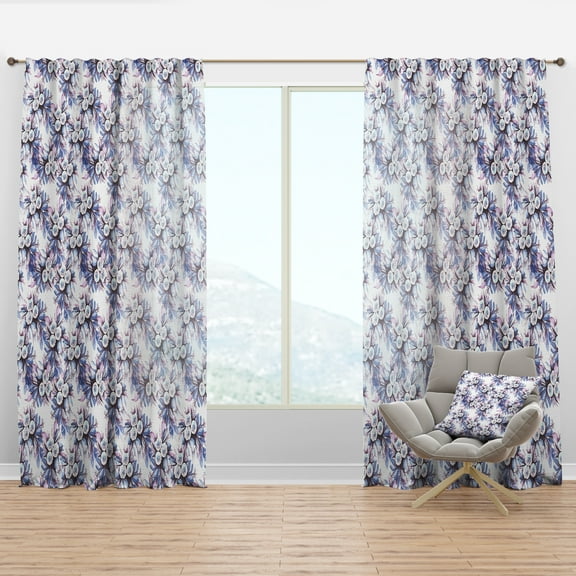 Designart 'Bloom Purple III' Floral Curtain Panel
