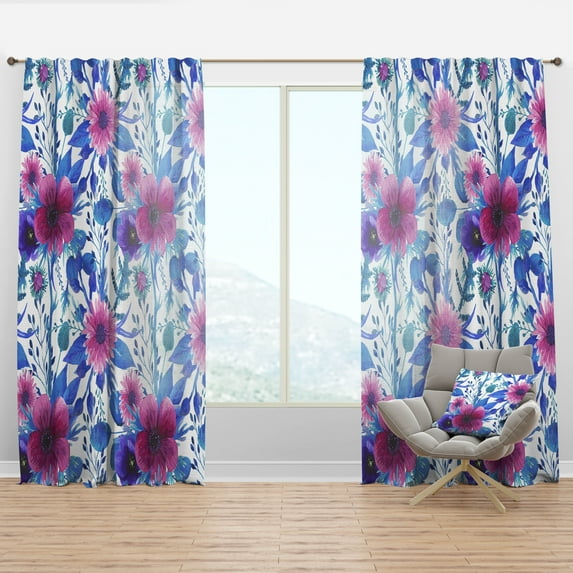 Designart 'Bloom Purple VI' Floral Curtain Panel