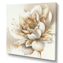 Designart Blooming Beige Floral Design I Canvas Wall Art