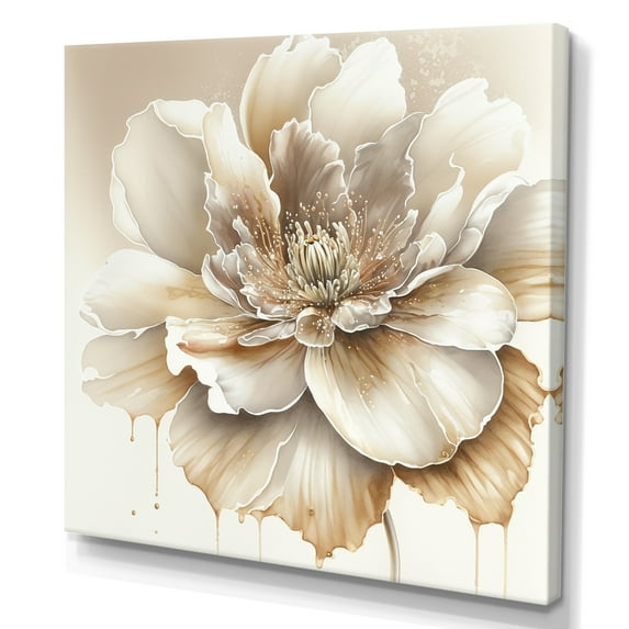 Designart Blooming Beige Floral Design II Canvas Wall Art