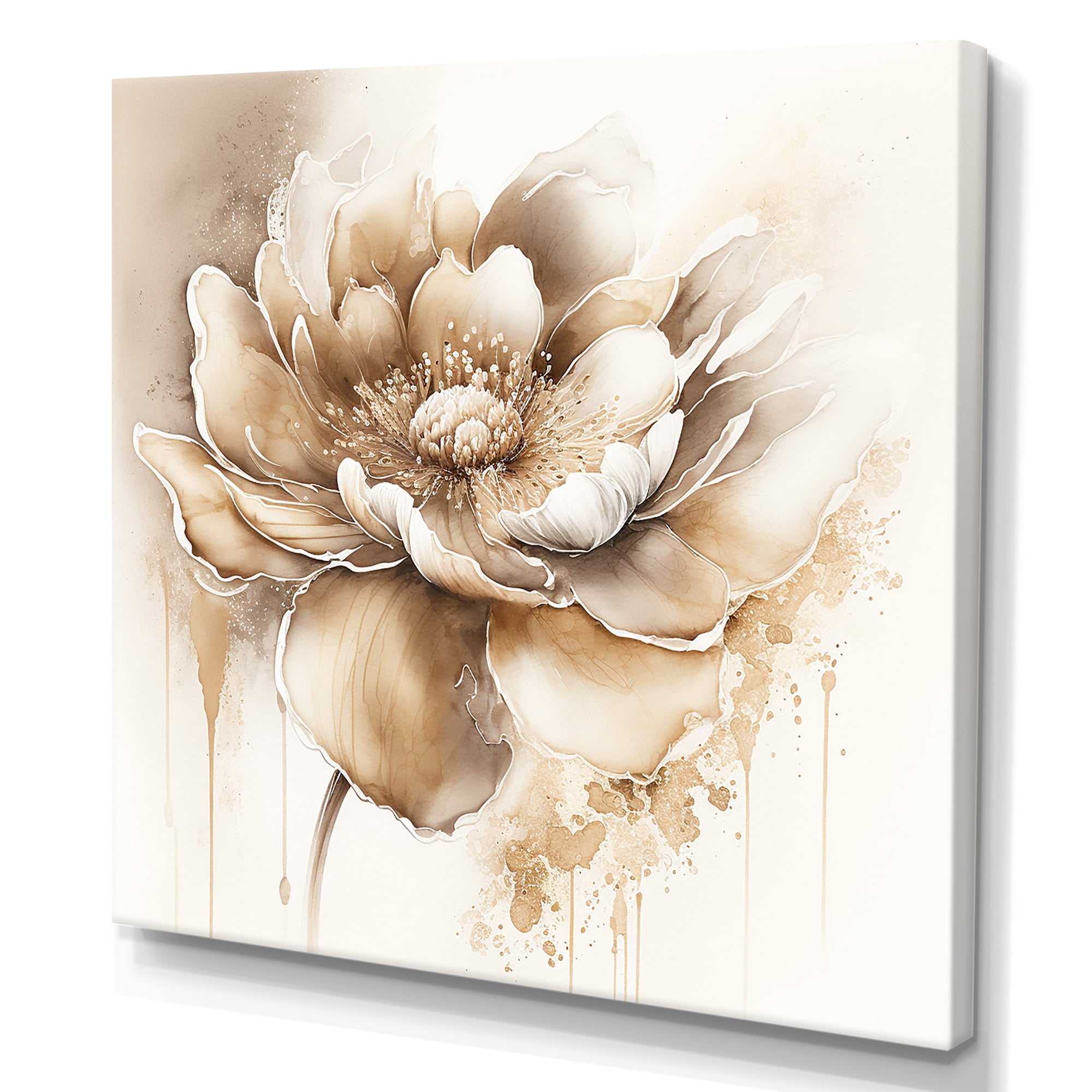 Designart Blooming Beige Floral Design IV Canvas Wall Art - Walmart.com