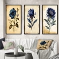 thumbnail image 1 of Designart "Blooming Blue Retro Flower I" Floral Framed Wall Art Set Of 3 - Blue Traditional Frame Gallery Set For Office Decor, 1 of 6