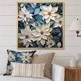 thumbnail image 1 of Designart "Blooming Brush Of White And Blue Poinsettias V" Poinsettias Floater Framed Wall Art Living Room, 1 of 5