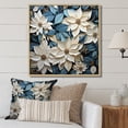 thumbnail image 1 of Designart "Blooming Brush Of White And Blue Poinsettias V" Poinsettias Floater Framed Wall Art Living Room, 1 of 5