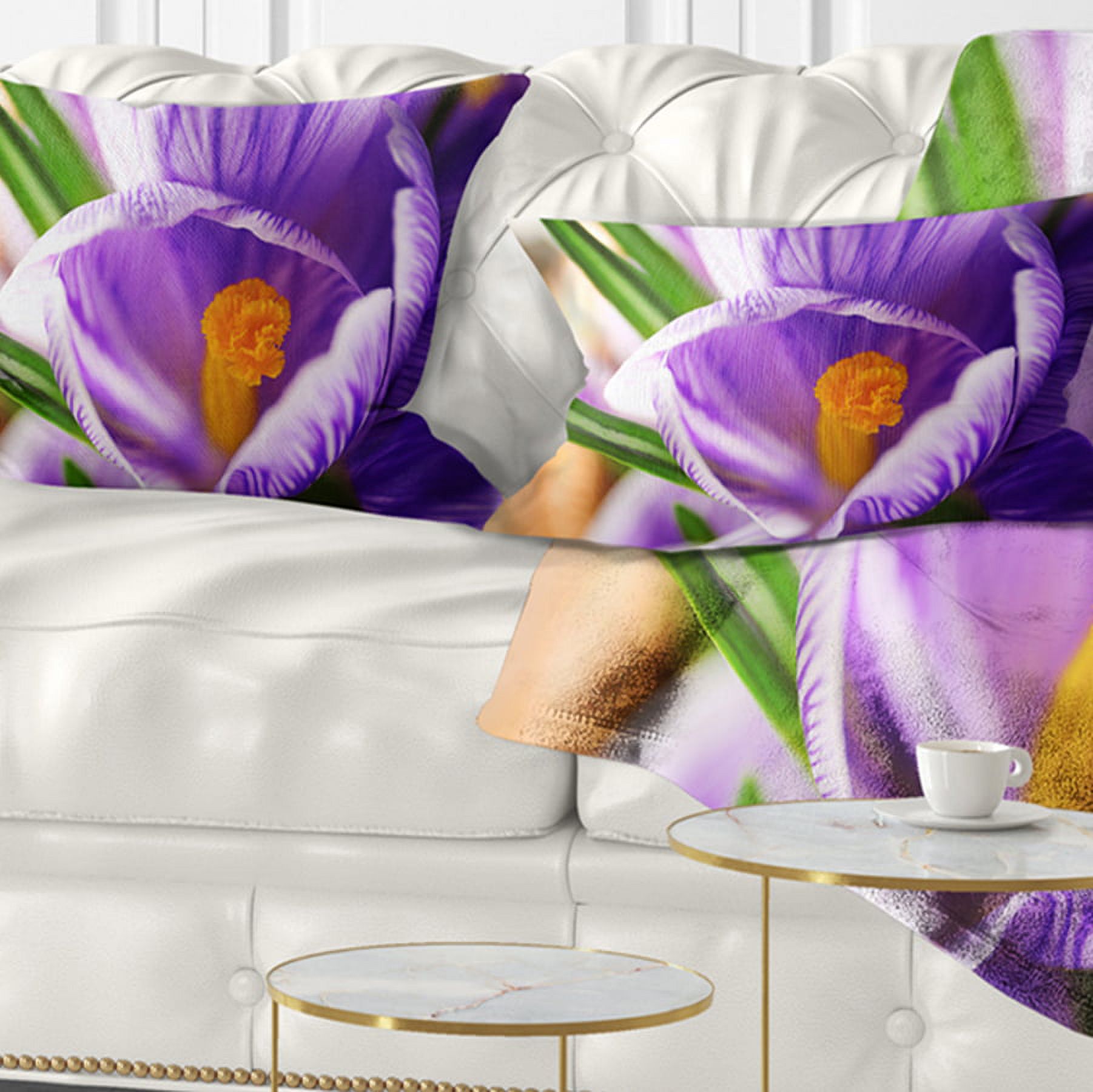 Designart Blooming Crocus Flower - Floral Throw Pillow - 12x20