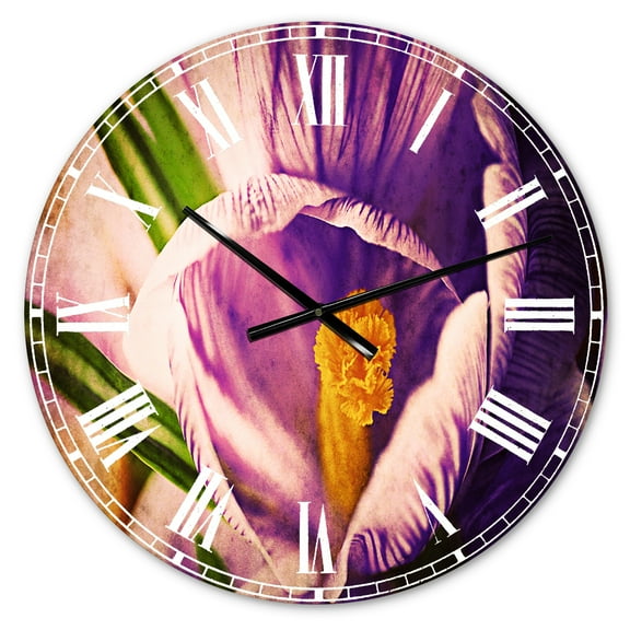 Designart 'Blooming Crocus Flower' Traditional wall clock