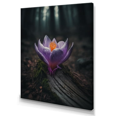 Designart Blooming Crocus Flowers In A Forest I Canvas Wall Art