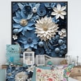 thumbnail image 1 of Designart "Blooming Flowers Of White And Blue Poinsettias" Poinsettias Floater Framed Canvas Wall Art, 1 of 5