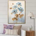 thumbnail image 1 of Designart "Blooming Geraniums In Beige And Blue I" Geraniums Floater Framed Wall Art Living Room, 1 of 5