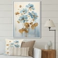thumbnail image 1 of Designart "Blooming Geraniums In Beige And Blue I" Geraniums Floater Framed Wall Art Living Room, 1 of 1
