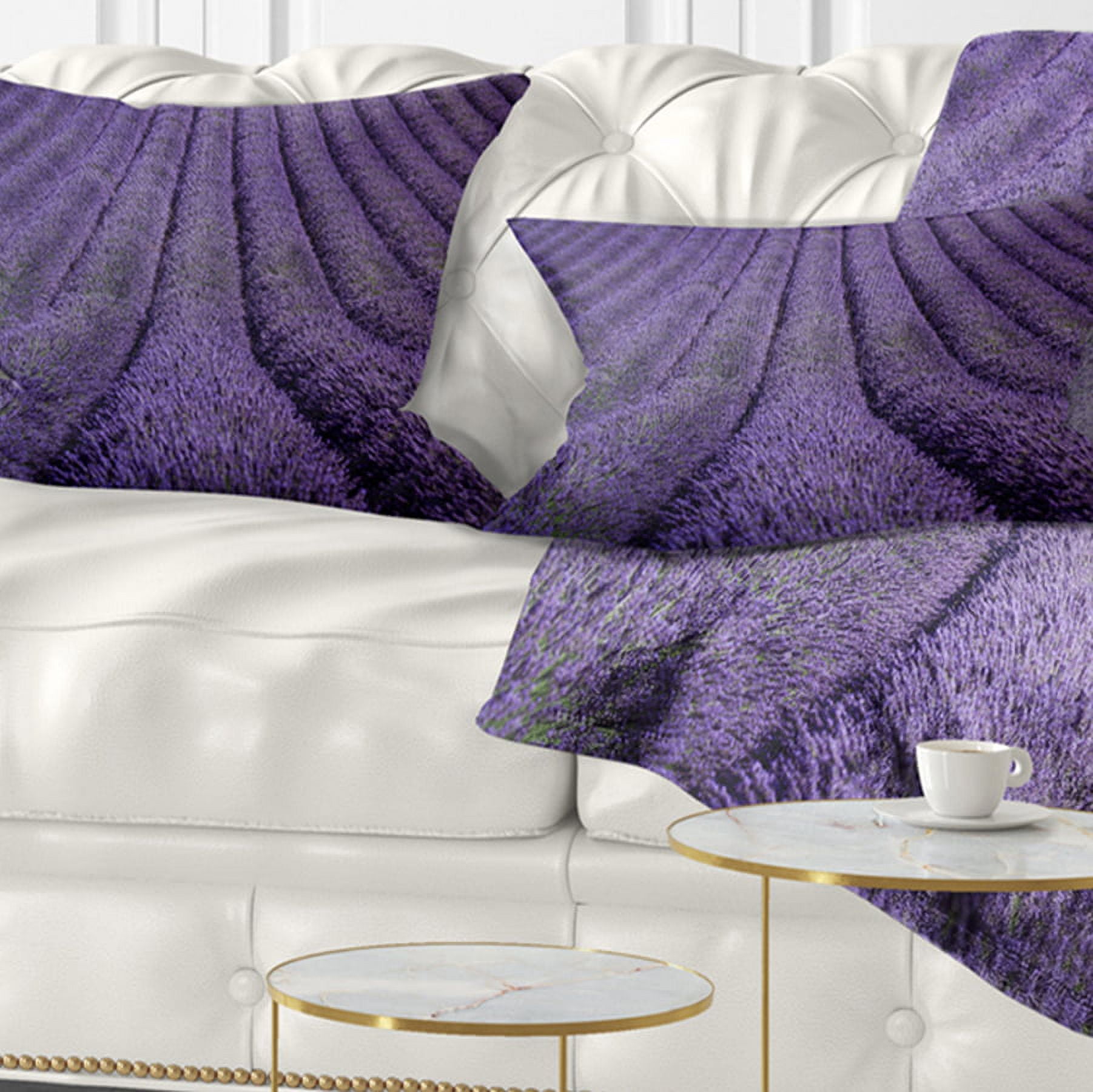 Designart Blooming Lavender Flower Texture - Landscape Printed Throw Pillow - 12x20