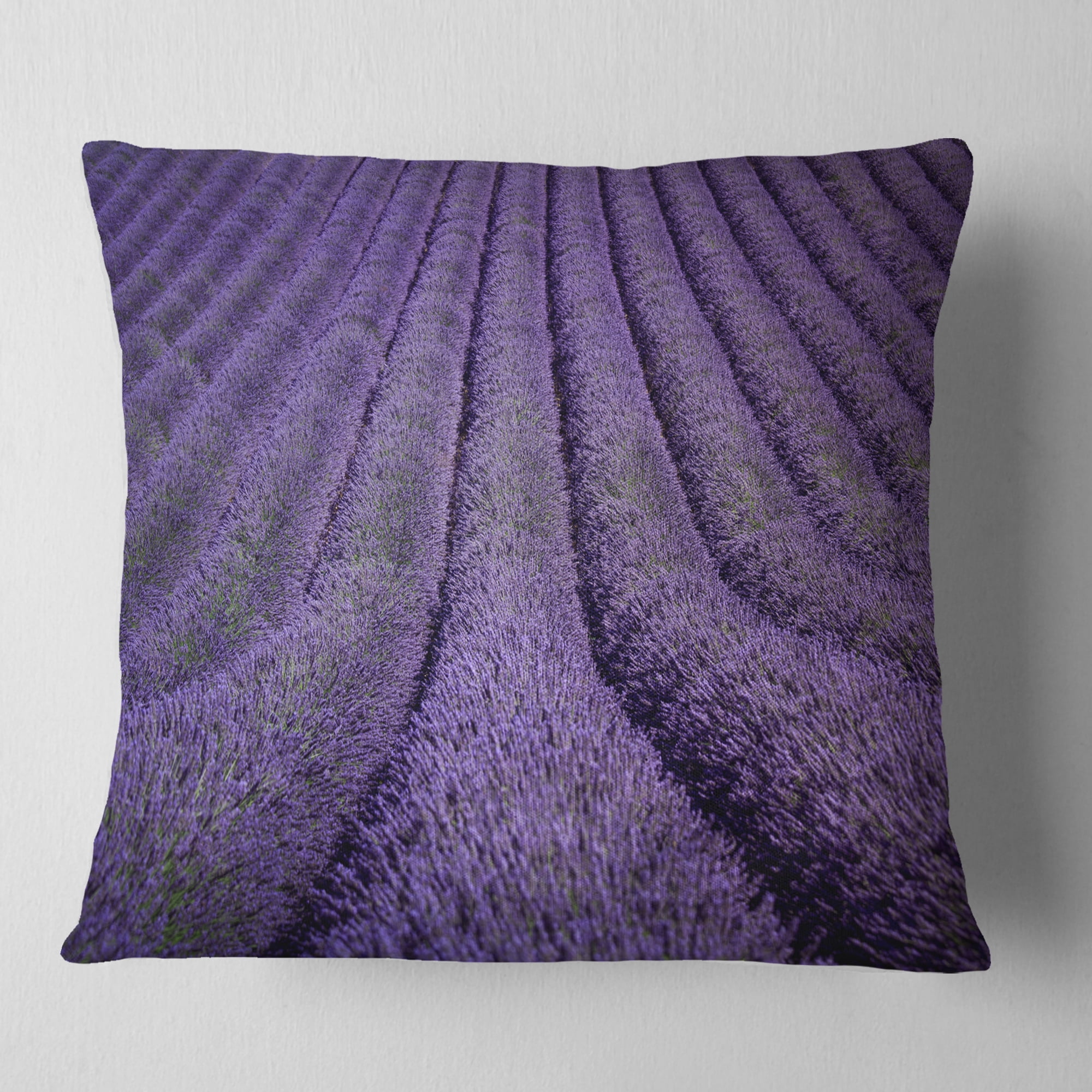 Designart Blooming Lavender Flower Texture - Landscape Printed Throw Pillow - 16x16