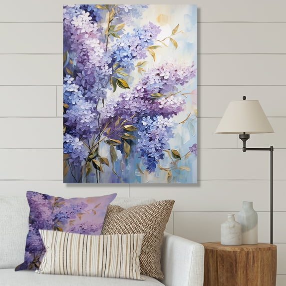 Designart "Blooming Lilac Bush In Purple And Blue" Lilacs Wall Decor